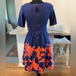 HD in Paris  Blue and Orange Patterned Midi Dress Photo 1