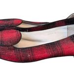 J.Jill Leather Wool Buffalo Plaid Loafers Slip On Round Toe Red Black Size 8.5 Photo 2