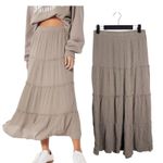Hollister  Ultra High Rise Tiered Grey Maxi Skirt Size Small Photo 1