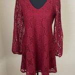 Jodi Kristopher  Size Small Maroon Lace long Sleeve Romper Photo 0