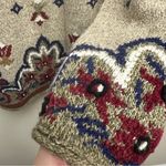 Liz Sport Vintage Wool Cotton Floral Cozy Cabin Grandpa Patterned Sweater Photo 2