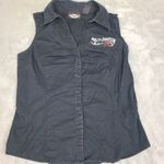 Harley Davidson 90's COllared V Cut Vest Tank Snap Buttons Size Small Womens Photo 0