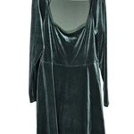Old Navy ‎ Tall XL Long Sleeve Fit & Flare Velvet Mini Dress Dark Green NWT Party Photo 0