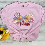 Gildan You Are Magic Sunglasses Flower X-Large Womens Pink T-Shirt with Butterflies Photo 0
