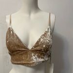 Iris Los Angeles crushed velvet v neck taupe magenta thin strap bralette large Photo 3