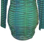 Oh Polly  Dress Womens Mini Green Striped Print Bodycon Long Sleeve Cut Out Sz 8 Photo 9