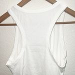 SheIn White Ribbed Fringe Bottom Racerback Tank Top Photo 7