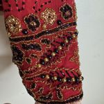 Laurence Kazar Vintage  Jacket Womens XL Red Silk Beaded Sequin Evening 90s Photo 4