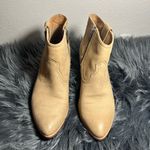 Frye  Reina Side Zip Western Ankle Bootie Distressed Size Beige Size 7.5 Photo 4