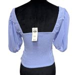 Abercrombie & Fitch Top Square Neck Puff Sheer Sleeve Side Zip Periwinkle Small Photo 2