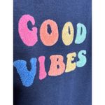 Wildfox  Good Vibes Blue Sweatshirt with Plush Letters Small Photo 2