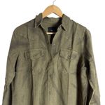 Rails  Sandra Olive Green Western Long Sleeve Button Front Linen Shirt Dress XS Photo 3
