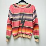 Aviator Nation  Serape Bolt Stitch Sweatshirt, Pink | Size XS Photo 1