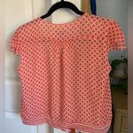 Ann Taylor Wrap Top coral and cream white size small Photo 4