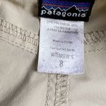 Patagonia Womens 8 Tan Hiking Capri Cropped Pants Condition Issues Drawstring Photo 6