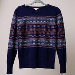 Merona Women M/M Blue Fair Isle Pattern Crew Neck Long Sleeve Sweater Photo 0