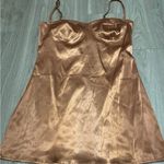 Satin Bronze Slip Dress Brown Size XL Photo 0