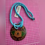 Lucky Brand  Handcrafted Blue Beaded Necklace with Floral Pendant lightweight 18” Photo 2