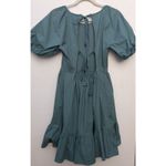Peter Som  Women's Mini Dress Cotton Puff Sleeve Pockets Ribbon Green Size 4 Photo 3