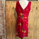 Erika Vintage  Linen Blend Sleeveless Red Floral Dress Sz  L Photo 1