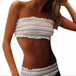 Smocked White Rainbow Bikini Size M Photo 0