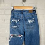 American Eagle Distressed Mom Straight Jean w Plaid Flannel Size 00 Photo 9