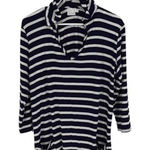 Beach Break Womens Classic Striped Hooded Tunic White‎ Navy Blue Size Large Photo 0