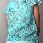 vintage blue mesh ruffle short sleeve shirt Size M Photo 1