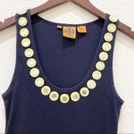 Tory Burch Navy Ribbed Embellished Tank Top L Photo 5