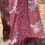 American Eagle  y2k burgundy floral top with ruffled bell sleeves / S/M / EUC Photo 7