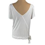 Loft  T-Shirt V-Back Side Tie White L Large Cotton Modal Short Sleeve Photo 2