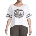 Betsey Johnson Love Varsity Boyfriend Tee White, Size 1X, Pride 2023 Photo 3