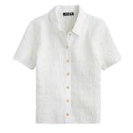 J.Crew Smocked button-up shirt in cotton-blend voile White Size M NWT Photo 1