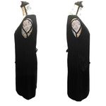 PAWTUCKET Velvet Sheath Dress Black Gold Pinstripe Size Medium VINTAGE Photo 2