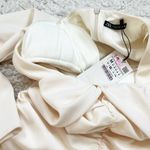 ZARA NWT Cream White Ruched Long Sleeve V Neck Bodycon Mini Dress Medium Photo 6