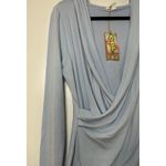 OGL Surplice Ruched Pullover Hoodie Baby Blue Size 2XL NWT Wrap Top Work Office Photo 4