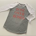 Modern Lux Rose Over Roses Graphic Tee Raglan Sleeves T-Shirt Medium Photo 7