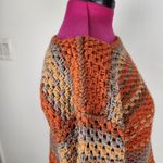 New Crochet Sweater Handmade Crop Multicolor Striped Boat Neck Off Shoulders OS Orange Size M Photo 12