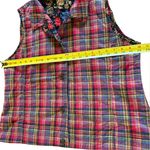 Reversible Floral Plaid Vintage Sleeveless Vest Button Up Womens Large XL Blue Photo 10