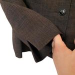 Le Suit Womens Deep Brown Blazer Single Breasted Floral Scarf Size 14 Photo 2