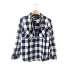 J. Crew Blue Buffalo Plaid Flannel Wool Blend Half Zip Popover Shirt Jacket‎ XS Photo 3