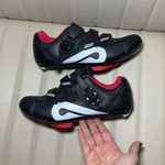 Peloton  Cycling Shoes Black Red Adjustable Strap & Ratchet Spin Shoes Photo 1