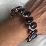 Plum purple stones gold‎ diamond stretchy bracelet Photo 0
