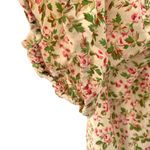Sundance  Silk Ditsy Floral Rosebud Cream Pink Velvet Trim Blouse size medium Photo 3
