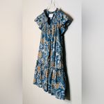 Cleobella Lydia Blue Gold Organic Cotton Flutter Sleeve Mini Babydoll Dress Photo 6