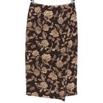 Josephine Chaus Vintage  100% Silk Brown Tan Floral Midi Skirt Size 14 Photo 1