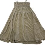 We Wore What Dress Womens Large Tan Scrunchie Linen Smocked Bodice Midi Sundress Photo 3