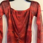 Pretty Little Thing  Orange Croc Mesh Bardot Ruched Jumpsuit Size 8 EUC Photo 13