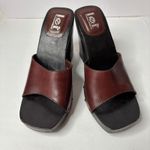 VTG Y2K LEI Brown Wood Leather Chunky Platform Heel Sandals Square Toe 8.5 Studs Photo 1