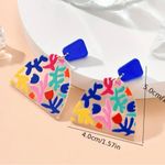 Unique Acrylic Dangle Earrings With Colorful Leaf Flower Print Elegant Bohemian Multiple Photo 1